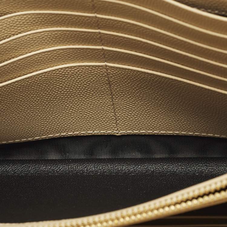 Pre Owned Saint Laurent Cassandre Beige Matelassé Leather Wallet On Chain