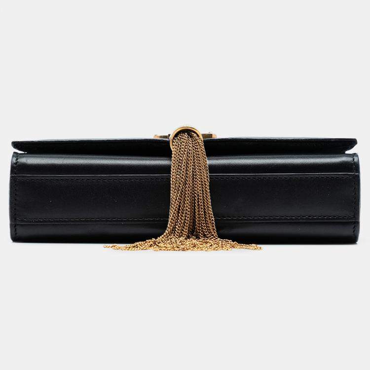 مملوكة مسبقًا Saint Laurent Paris Black Small Leather Monogram Kate Tassel Crossbody
