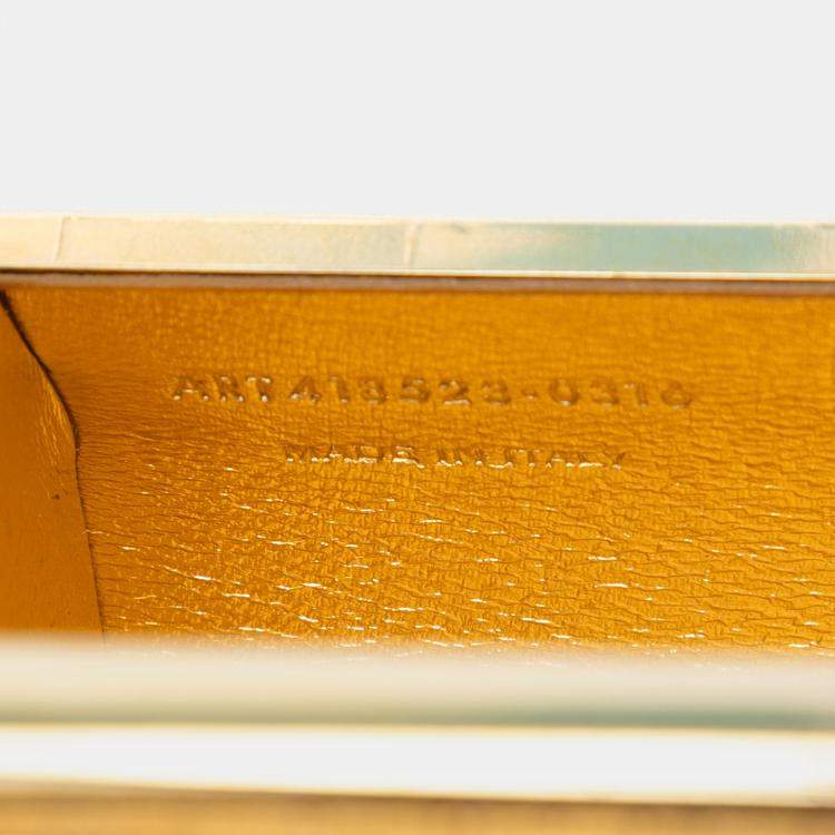 مملوكة مسبقًا Saint Laurent Paris Gold Ribbed Acrylic Lambskin Fringe Monogram Opium Box Bag