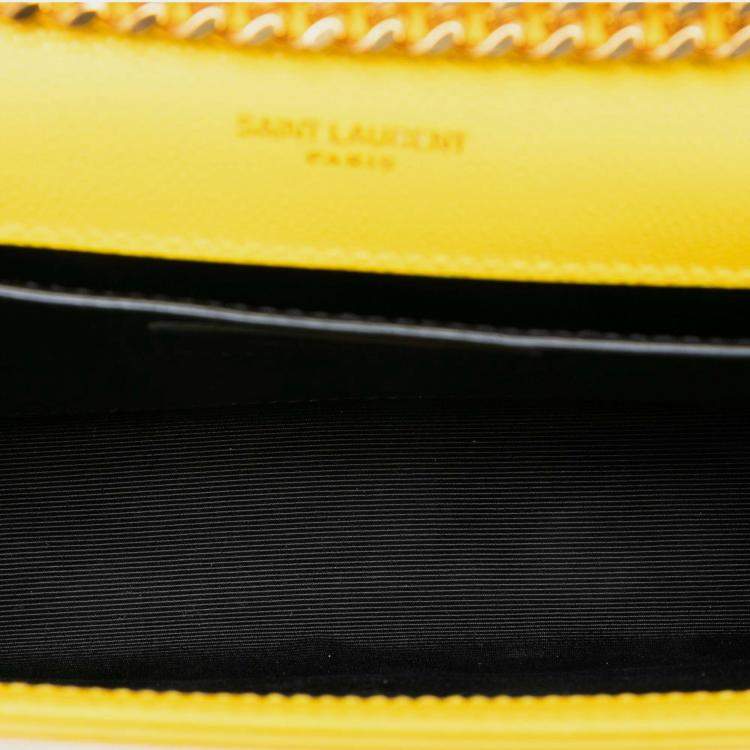 Pre Owned Saint Laurent Paris Yellow Small Grain de Poudre Monogram Kate Tassel Crossbody