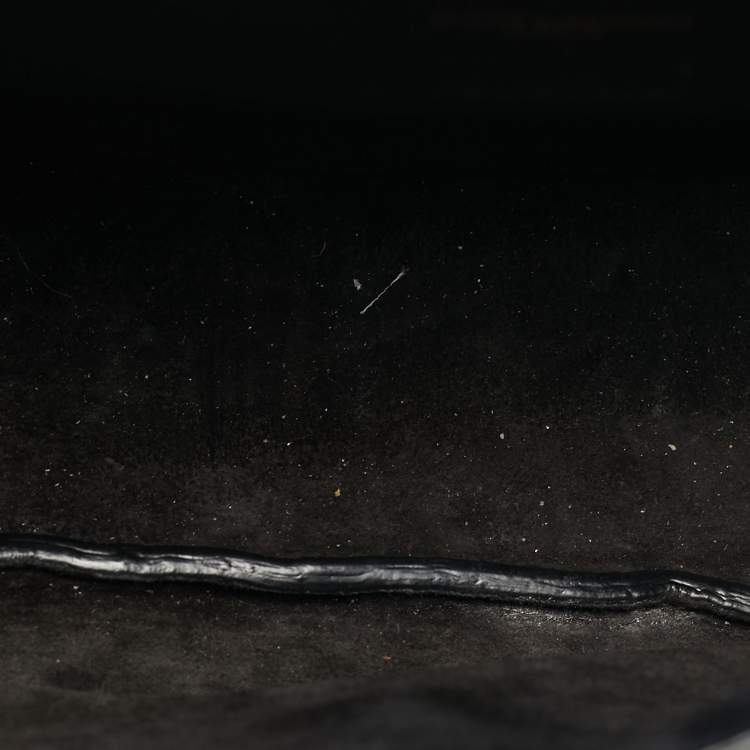 Pre Owned Saint Laurent Kaia Black Croc Embossed Leather Flap Shoulder Bag