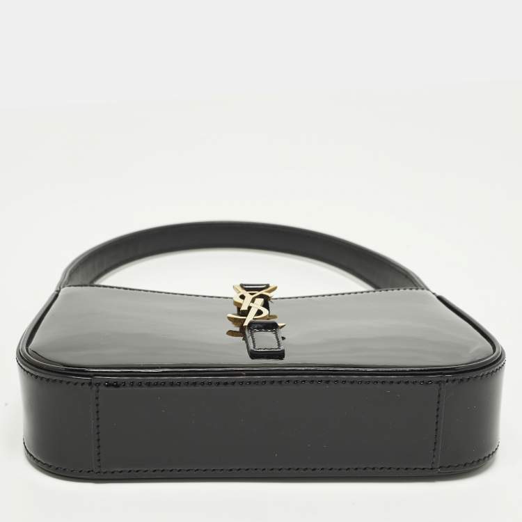 Pre Owned Saint Laurent LE 5 À 7 Mini Black Patent Leather Hobo