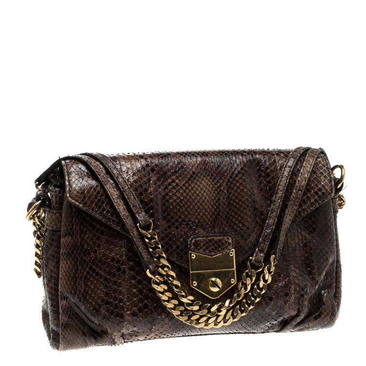 Pre Owned Yves Saint Laurent Brown Python Shoulder Bag