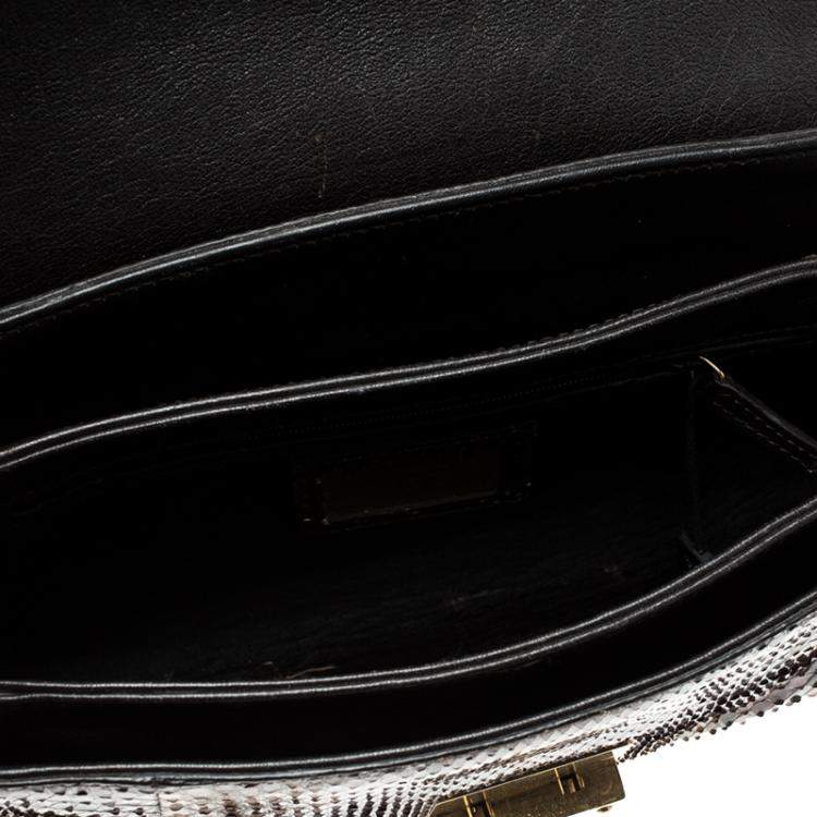 Pre Owned Yves Saint Laurent Brown Python Shoulder Bag