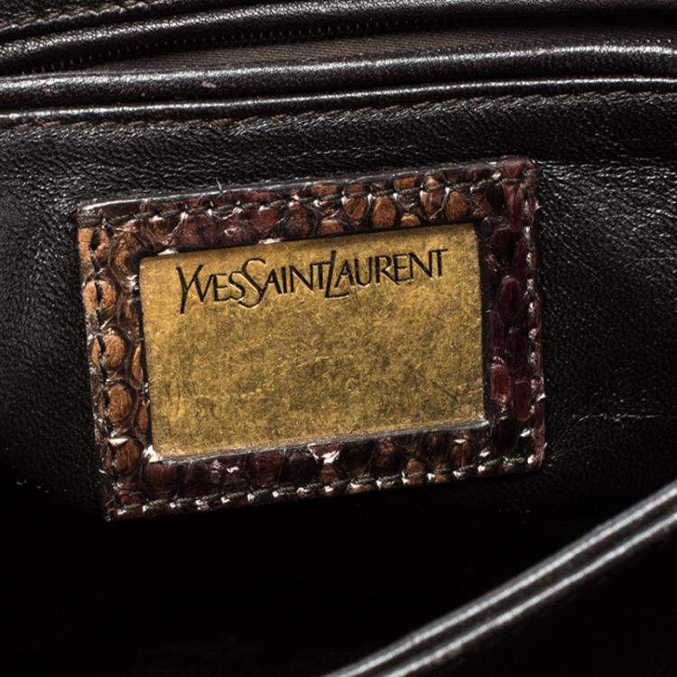 Pre Owned Yves Saint Laurent Brown Python Shoulder Bag