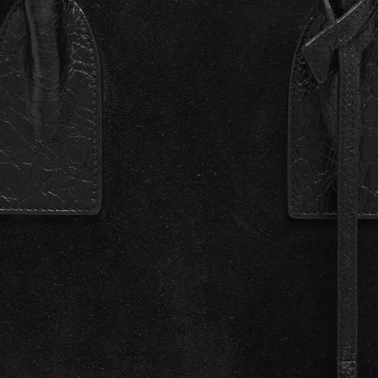 Pre Owned Saint Laurent Sac De Jour Small Black Suede Tote