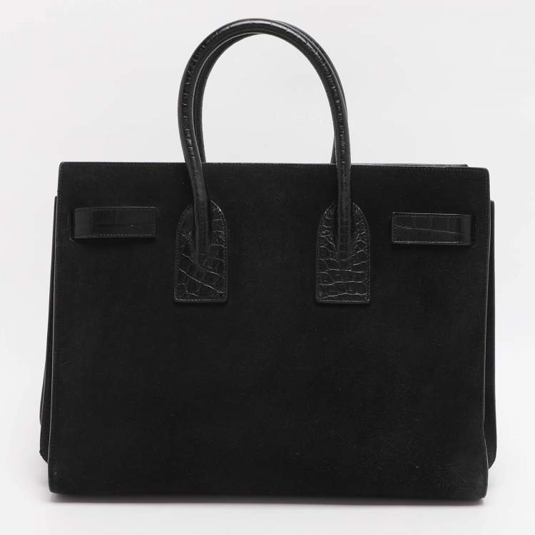 Pre Owned Saint Laurent Sac De Jour Small Black Suede Tote
