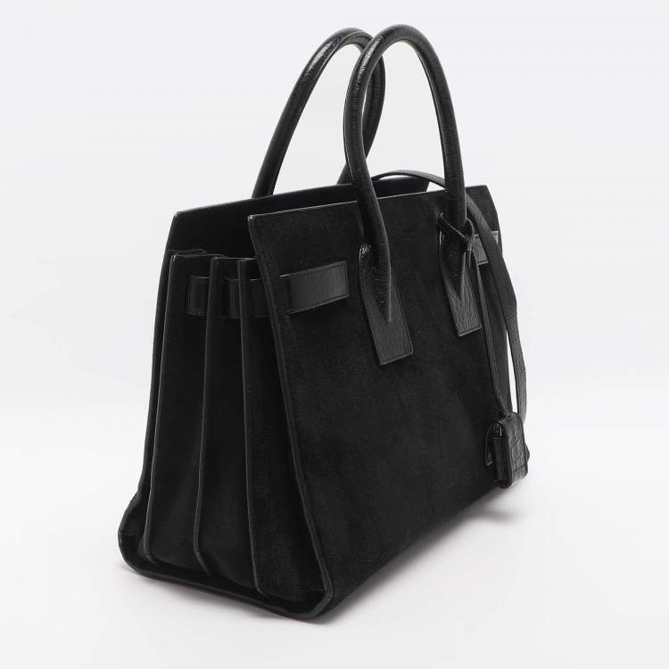Pre Owned Saint Laurent Sac De Jour Small Black Suede Tote