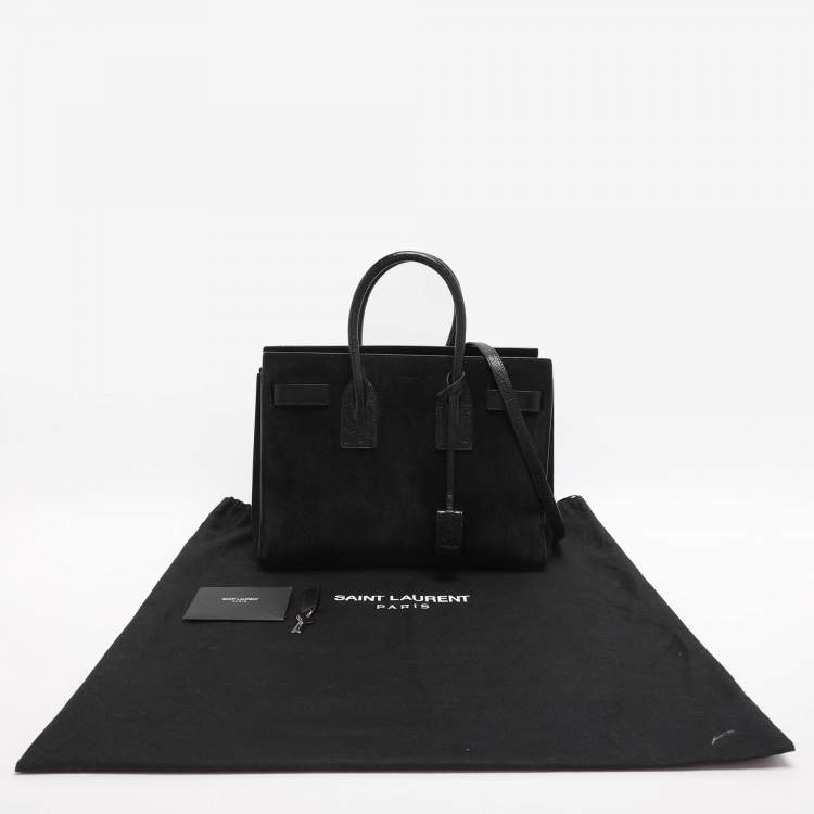 Pre Owned Saint Laurent Sac De Jour Small Black Suede Tote