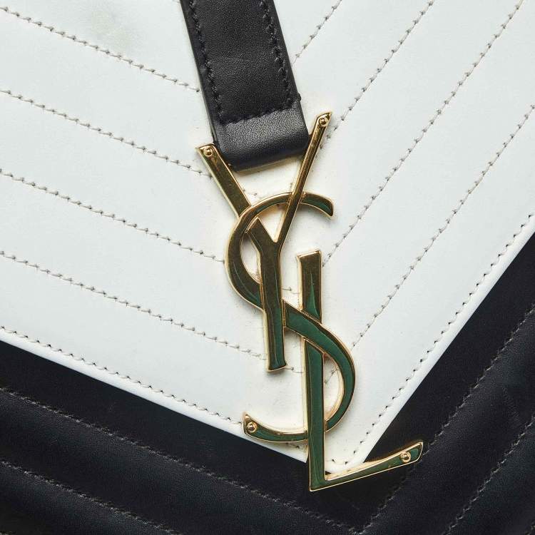 مملوكة مسبقًا Saint Laurent Envelope Black/White Matelassé Leather Chain Shoulder Bag