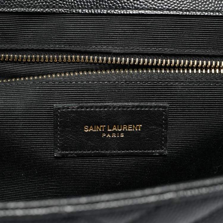 Pre Owned Saint Laurent Monogram Envelope Large Black Matelasse Leather Shoulder Bag