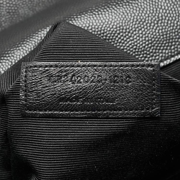 Pre Owned Saint Laurent Monogram Envelope Large Black Matelasse Leather Shoulder Bag