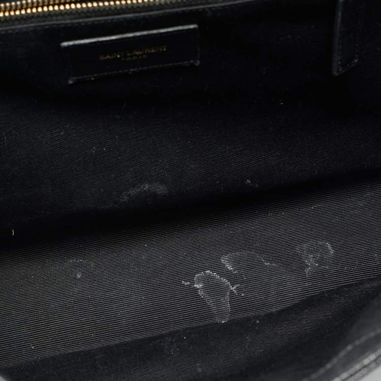 Pre Owned Saint Laurent Monogram Envelope Large Black Matelasse Leather Shoulder Bag