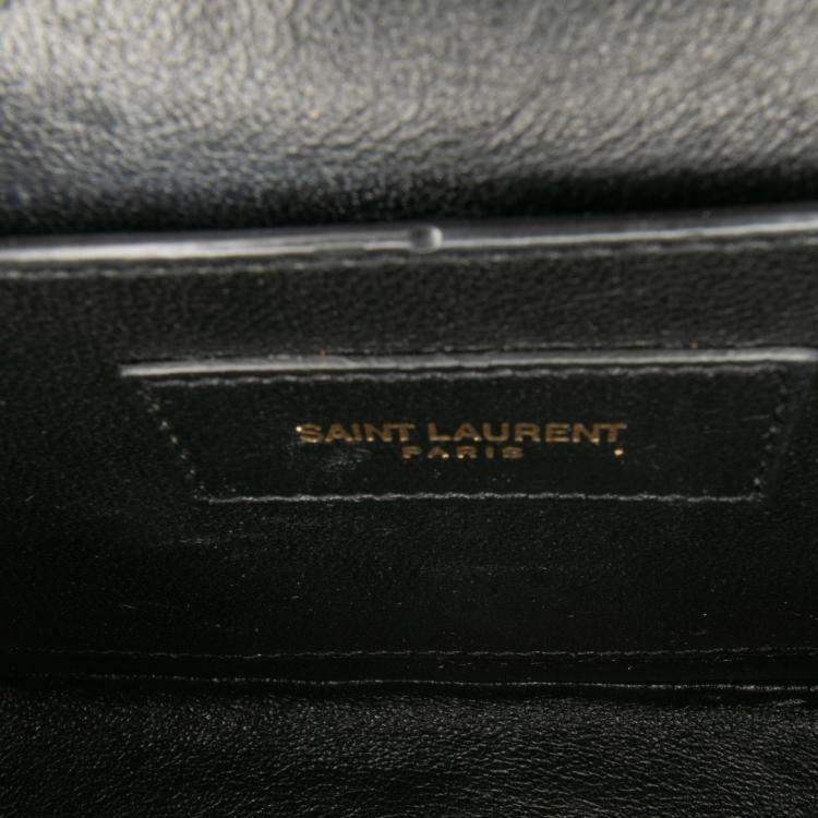 Pre Owned Saint Laurent Paris Blue Medium Lambskin Monogram Vicky Chain Bag