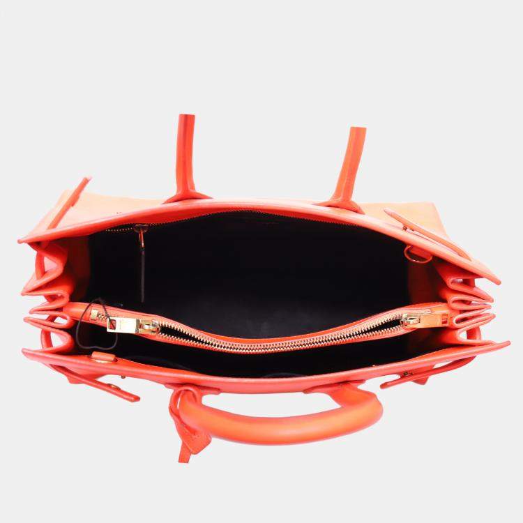 Pre Owned Saint Laurent Paris Small Sac De Jour Orange Calf  Bag