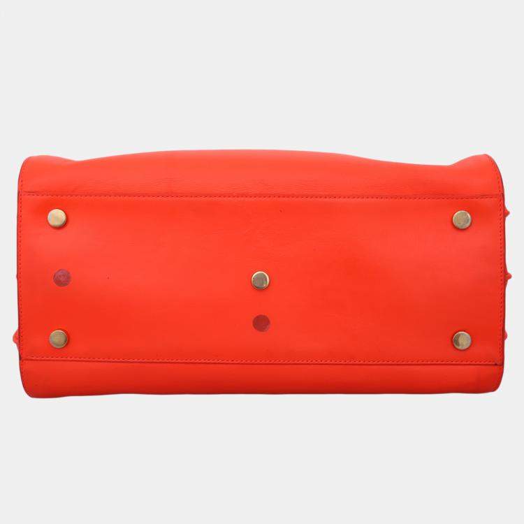 Pre Owned Saint Laurent Paris Small Sac De Jour Orange Calf  Bag