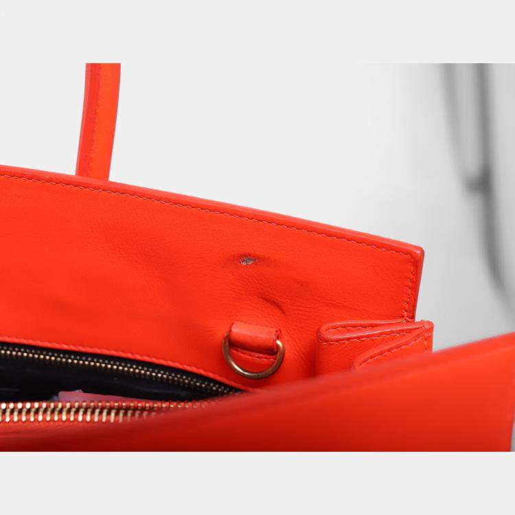 Pre Owned Saint Laurent Paris Small Sac De Jour Orange Calf  Bag