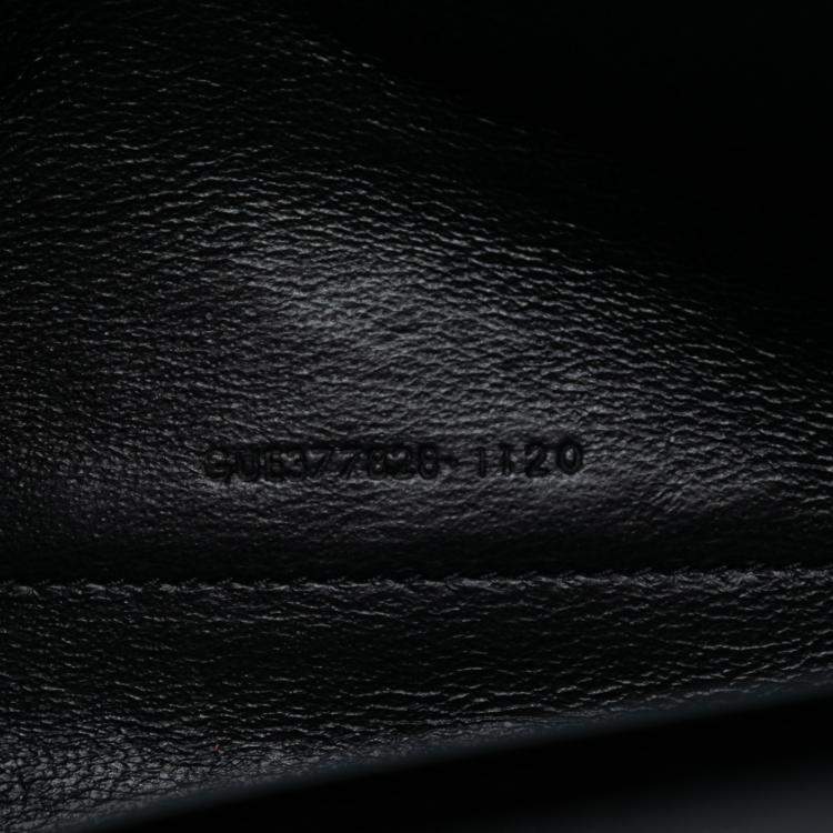 Pre Owned Saint Laurent Paris Black White Quilted Chevron Calfskin Polka Dot Monogram Envelope Chain Wallet