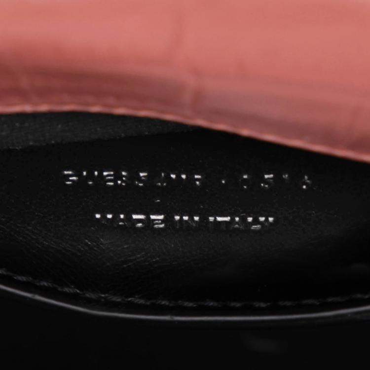 Pre Owned Saint Laurent Paris Pink Medium Croc Embossed Leather Kate Tassel Crossbody