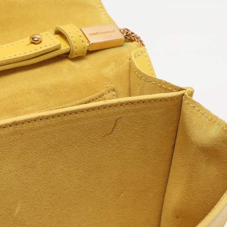 Pre Owned Saint Laurent Paris Y-Ligne Mini Yellow Leather Shoulder Bag