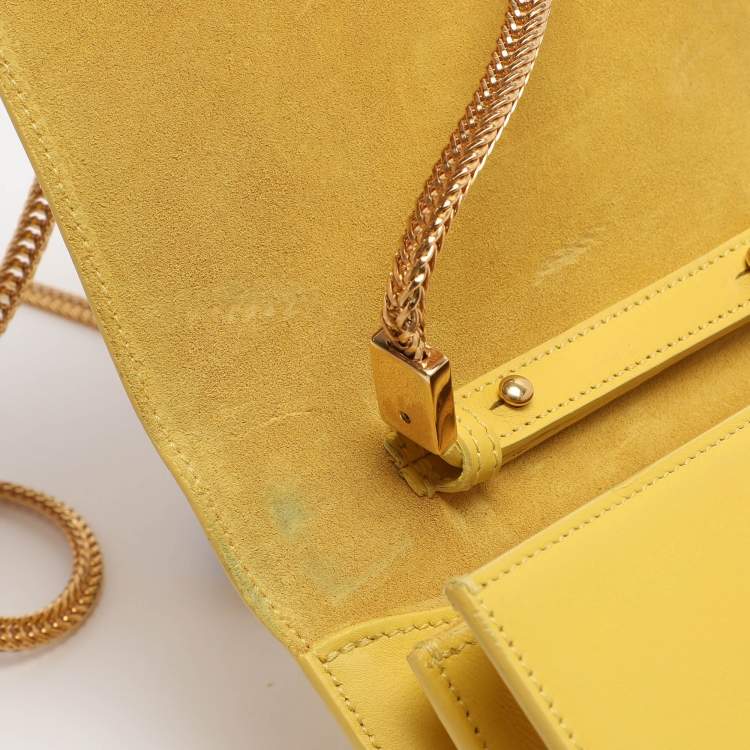 Pre Owned Saint Laurent Paris Y-Ligne Mini Yellow Leather Shoulder Bag