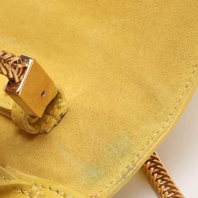 Pre Owned Saint Laurent Paris Y-Ligne Mini Yellow Leather Shoulder Bag