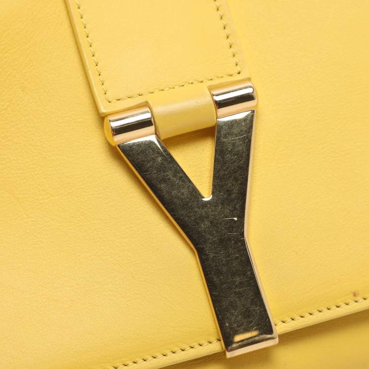Pre Owned Saint Laurent Paris Y-Ligne Mini Yellow Leather Shoulder Bag
