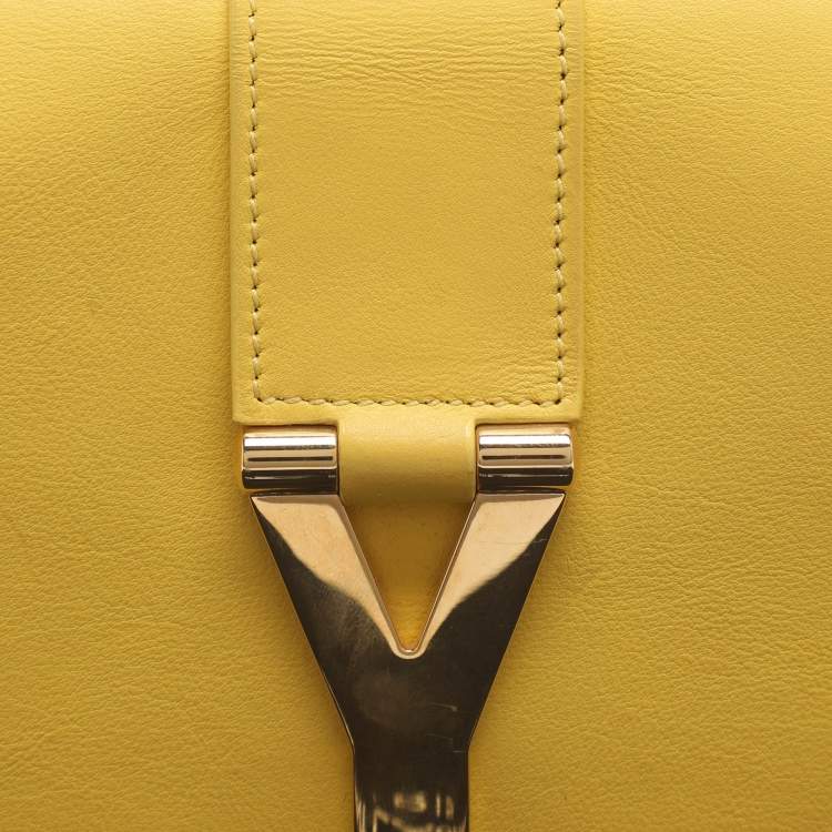 Pre Owned Saint Laurent Paris Y-Ligne Mini Yellow Leather Shoulder Bag