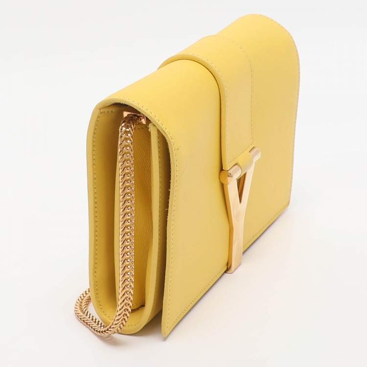 Pre Owned Saint Laurent Paris Y-Ligne Mini Yellow Leather Shoulder Bag