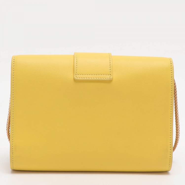 Pre Owned Saint Laurent Paris Y-Ligne Mini Yellow Leather Shoulder Bag