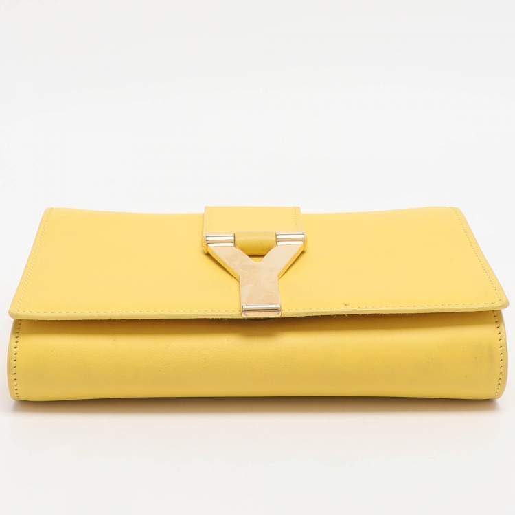 Pre Owned Saint Laurent Paris Y-Ligne Mini Yellow Leather Shoulder Bag