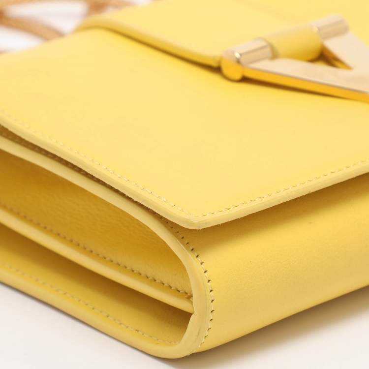 Pre Owned Saint Laurent Paris Y-Ligne Mini Yellow Leather Shoulder Bag