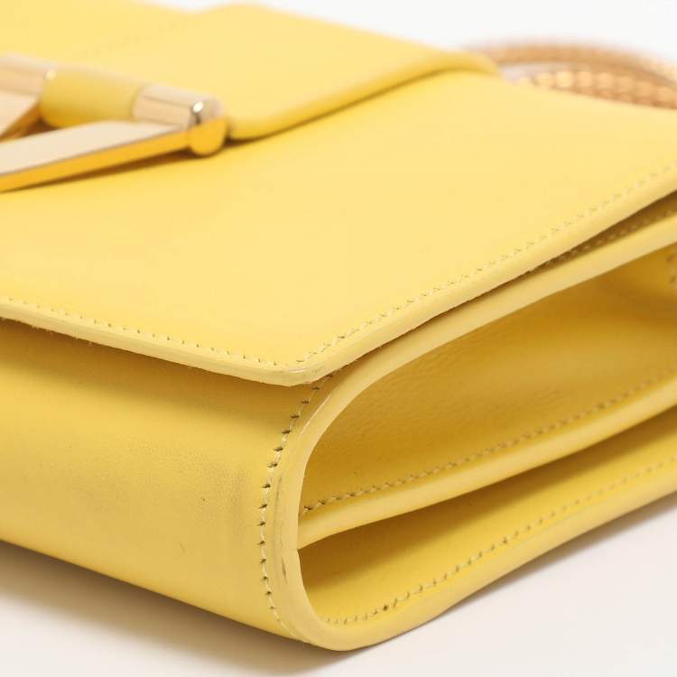 Pre Owned Saint Laurent Paris Y-Ligne Mini Yellow Leather Shoulder Bag