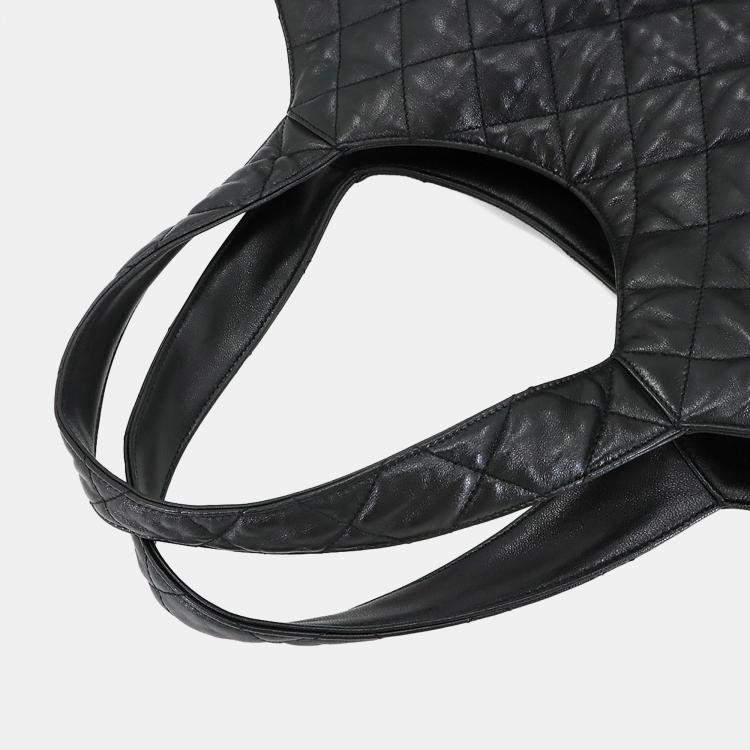 Pre Owned Saint Laurent Icare Maxi Black Leather Tote Bag