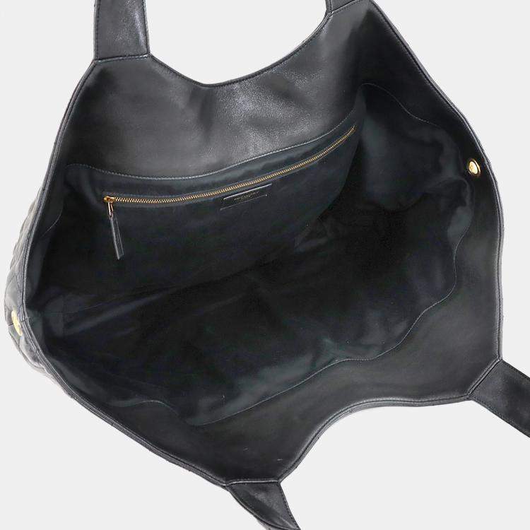 Pre Owned Saint Laurent Icare Maxi Black Leather Tote Bag