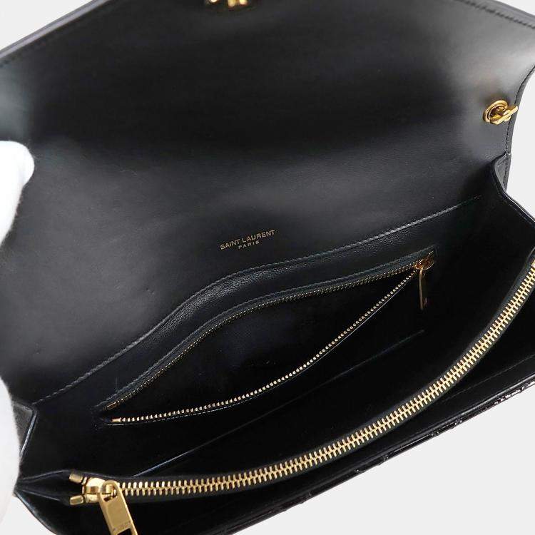 مملوكة مسبقًا Saint Laurent Gaby Black Patent Leather Shoulder Bag