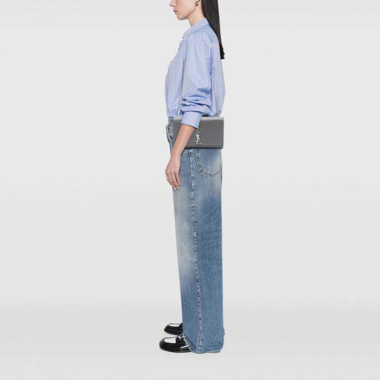 Pre Owned Saint Laurent Paris Medium Grain De Poudre Monogram Kate Crossbody