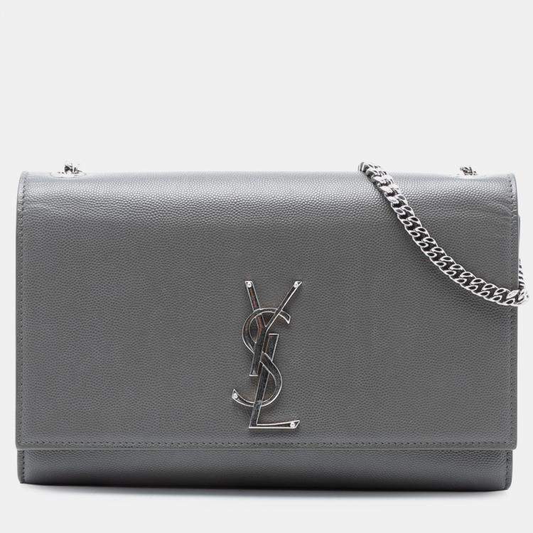 Pre Owned Saint Laurent Paris Medium Grain De Poudre Monogram Kate Crossbody