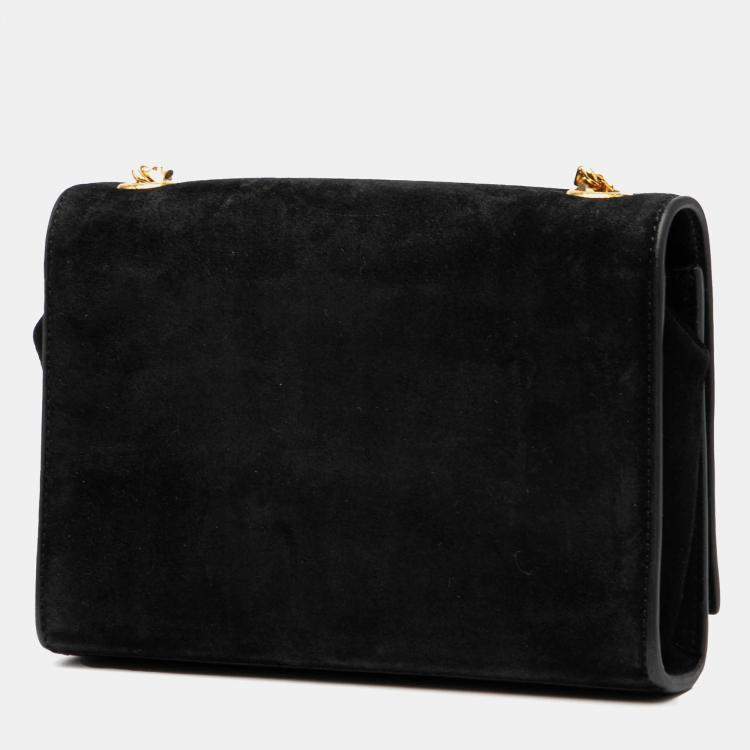 مملوكة مسبقًا Saint Laurent Paris Black Small Suede Monogram Kate Tassel Crossbody