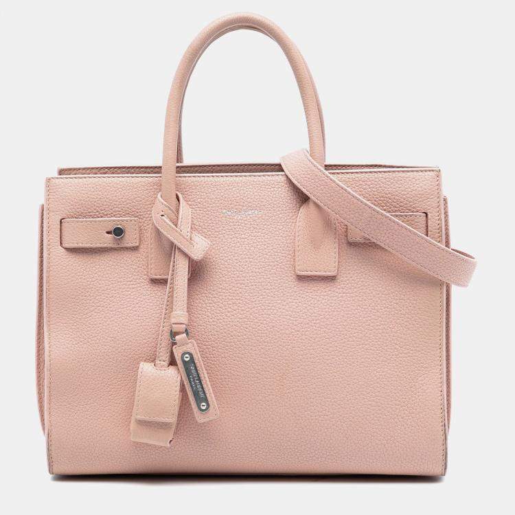 Pre Owned Saint Laurent Paris Pink Baby Grained Calfskin Sac De Jour Satchel