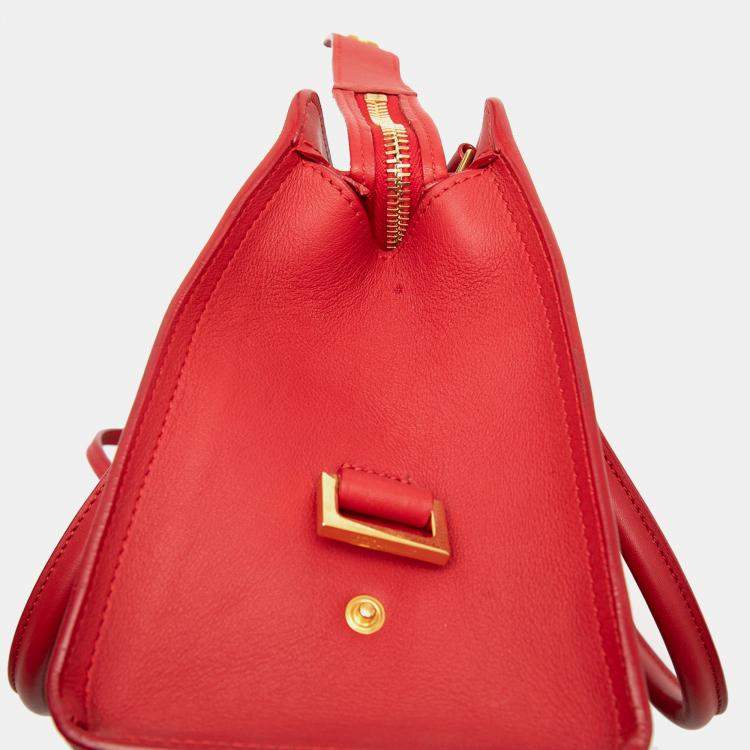 Pre Owned Saint Laurent Paris Red Baby Leather Monogram Downtown Cabas Satchel