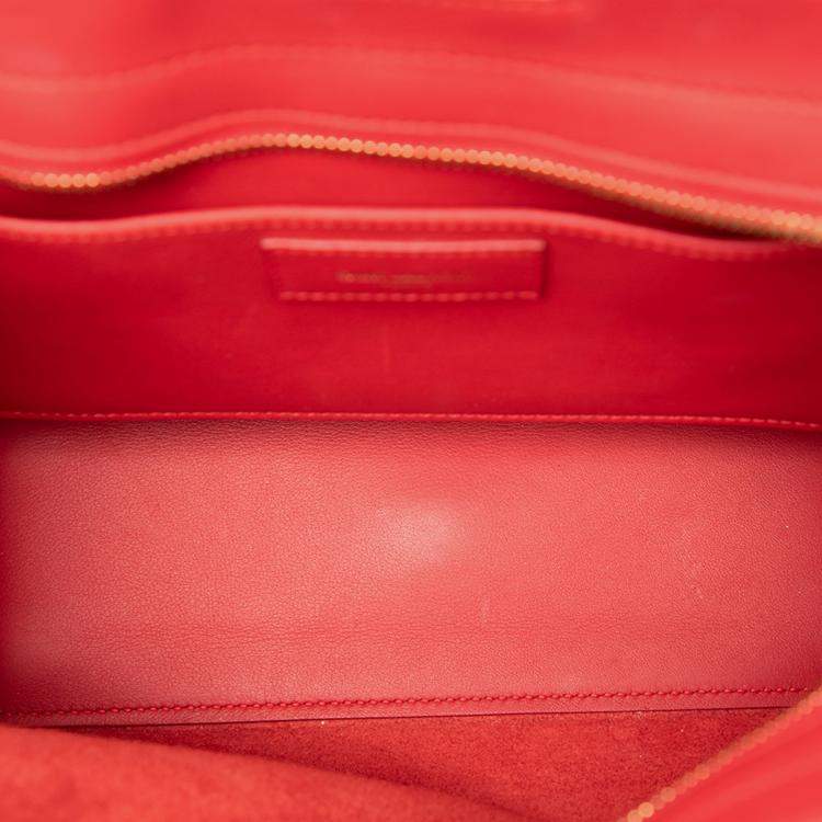 Pre Owned Saint Laurent Paris Red Baby Leather Monogram Downtown Cabas Satchel