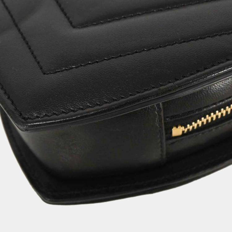 Pre Owned Saint Laurent Love Heart Black Leather Shoulder Bag