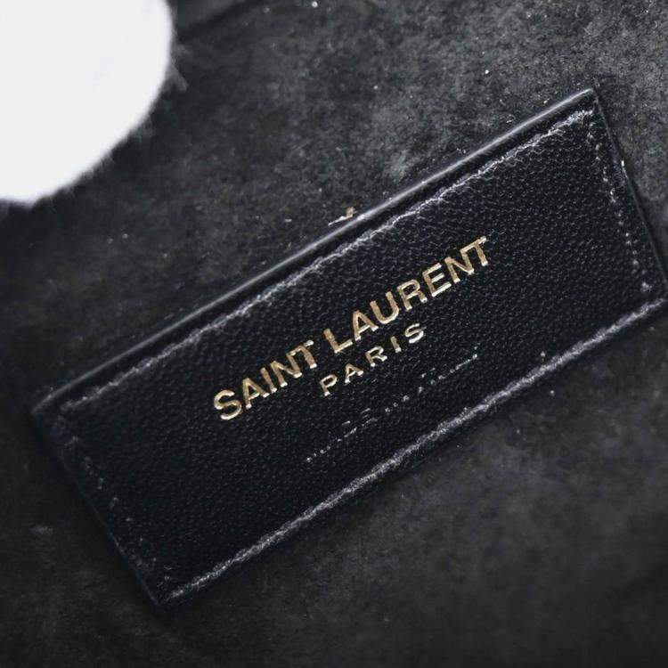 Pre Owned Saint Laurent Love Heart Black Leather Shoulder Bag