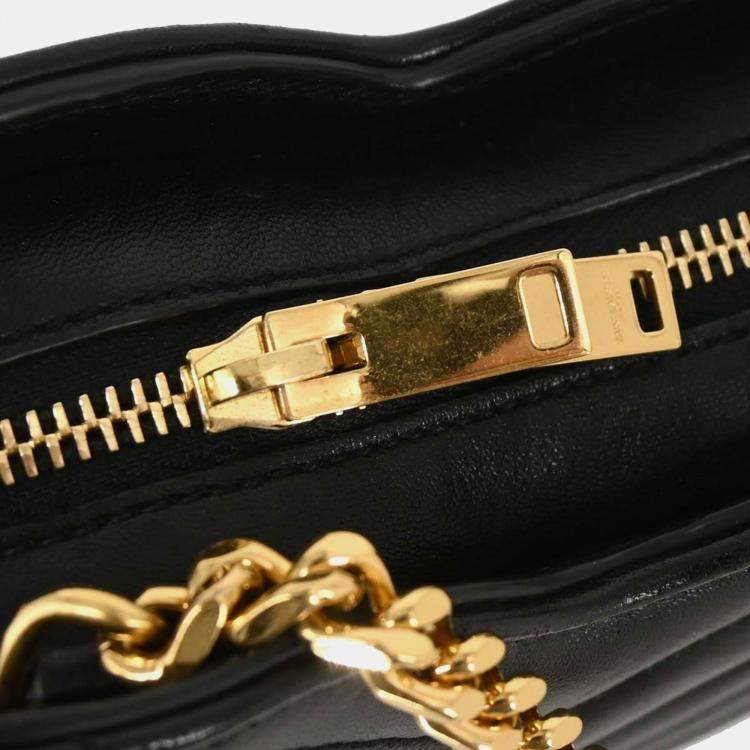 Pre Owned Saint Laurent Love Heart Black Leather Shoulder Bag