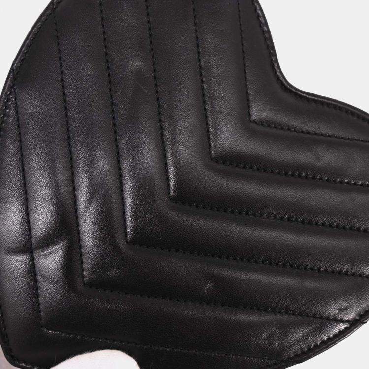 Pre Owned Saint Laurent Love Heart Black Leather Shoulder Bag