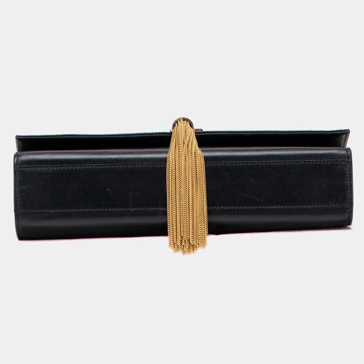 مملوكة مسبقًا Saint Laurent Paris Black Medium Smooth Calfskin Classic Monogram Kate Tassel Crossbody