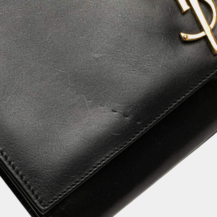 مملوكة مسبقًا Saint Laurent Paris Black Medium Smooth Calfskin Classic Monogram Kate Tassel Crossbody