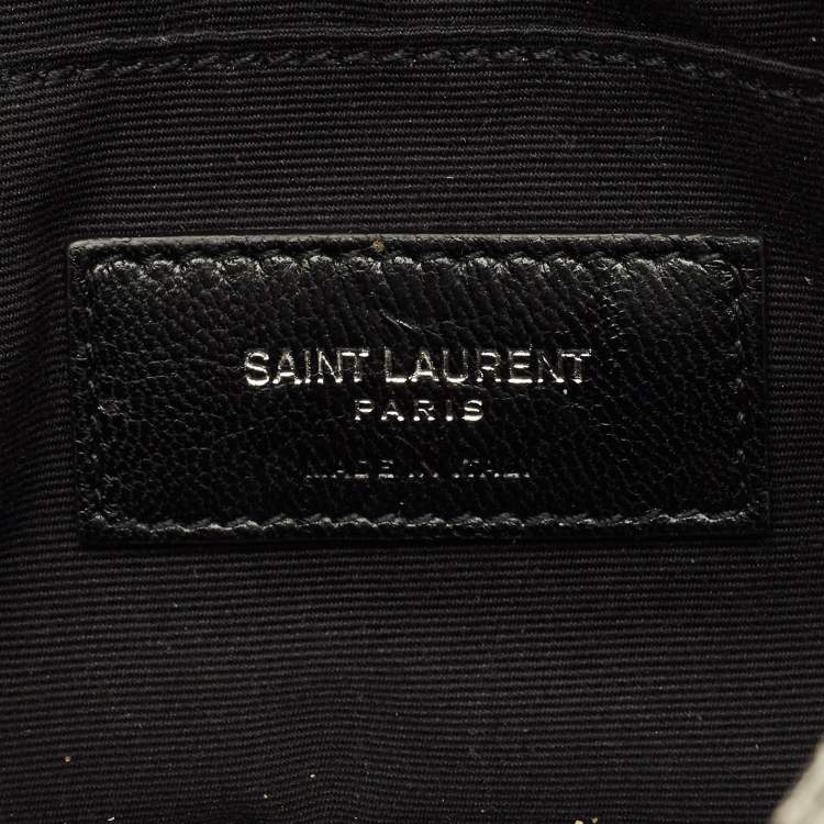 Pre Owned Saint Laurent Lou Silver Crackled Leather Convertible Belt Bag