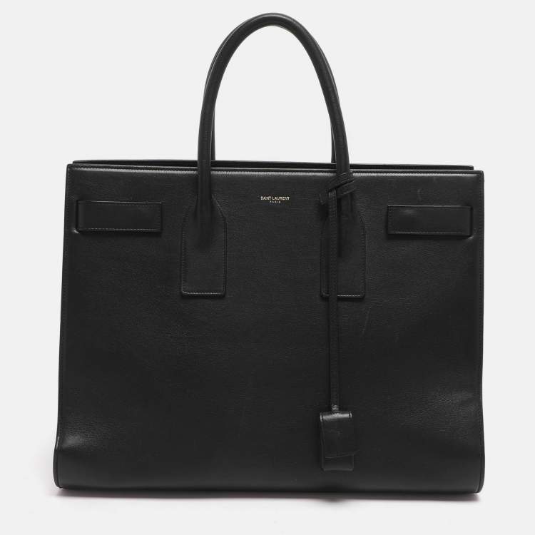 Pre Owned Saint Laurent Paris Sac De Jour Large Black Leather Tote